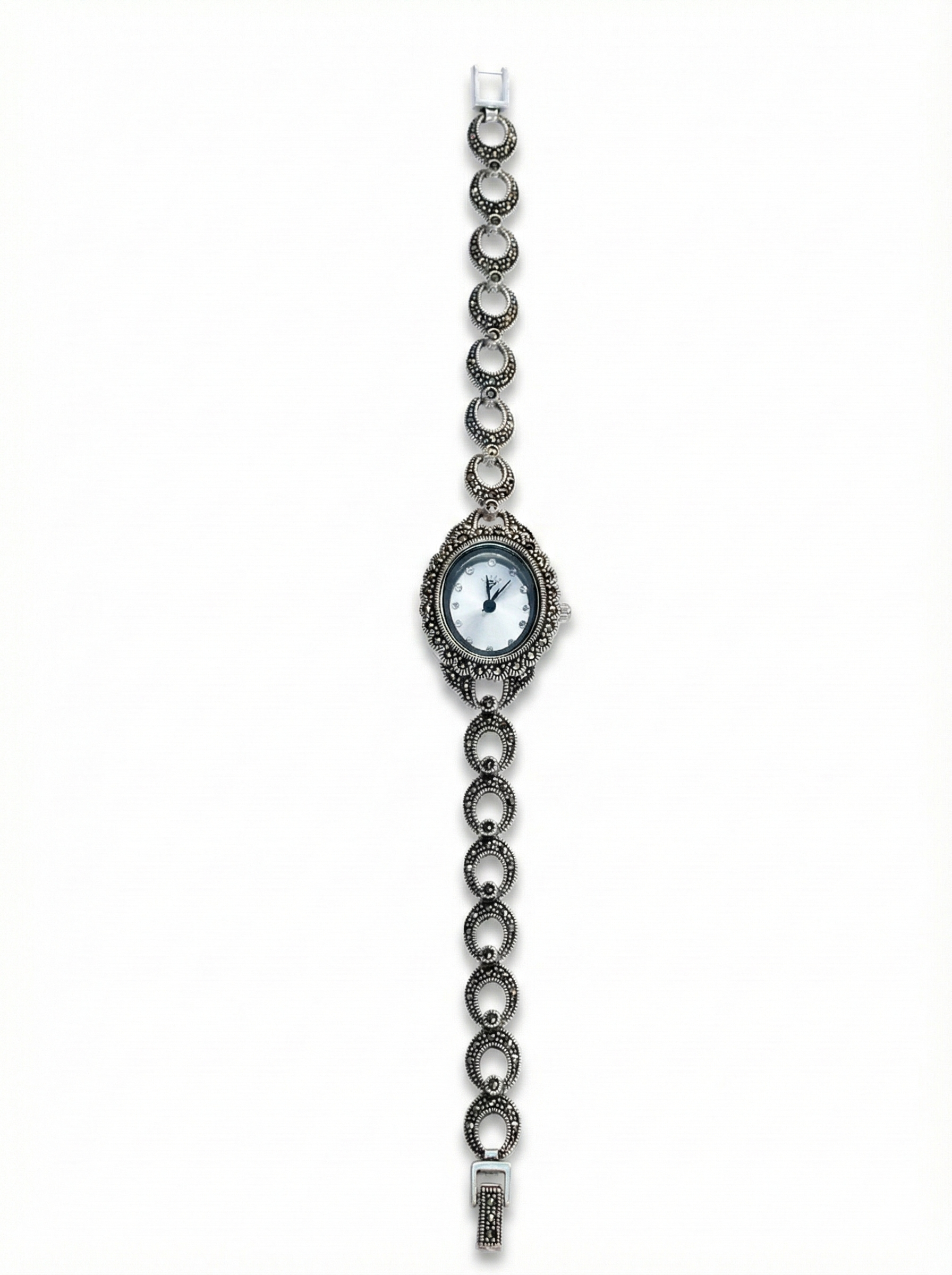 Marcasite Oval Link Vintage Watch