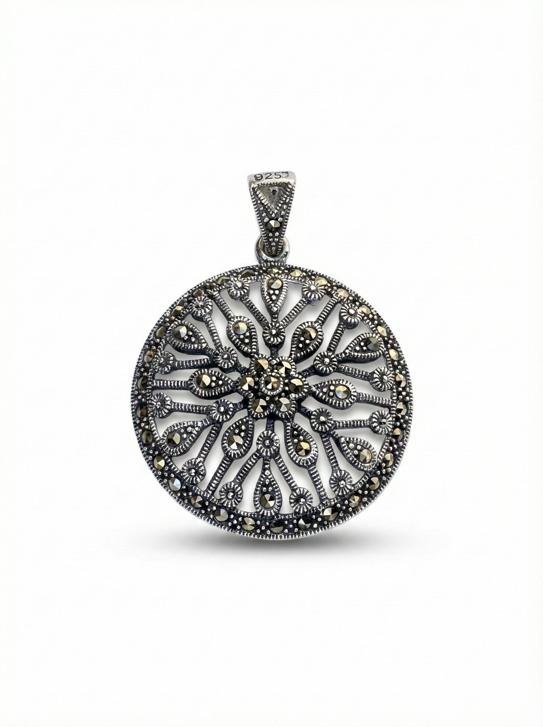 Marcasite Mandala Flower Medallion