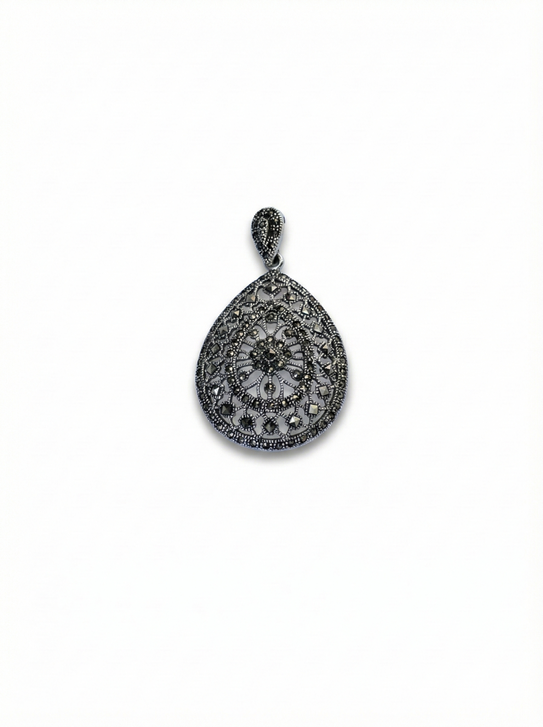 Filigree Marcasite Teardrop Pendant
