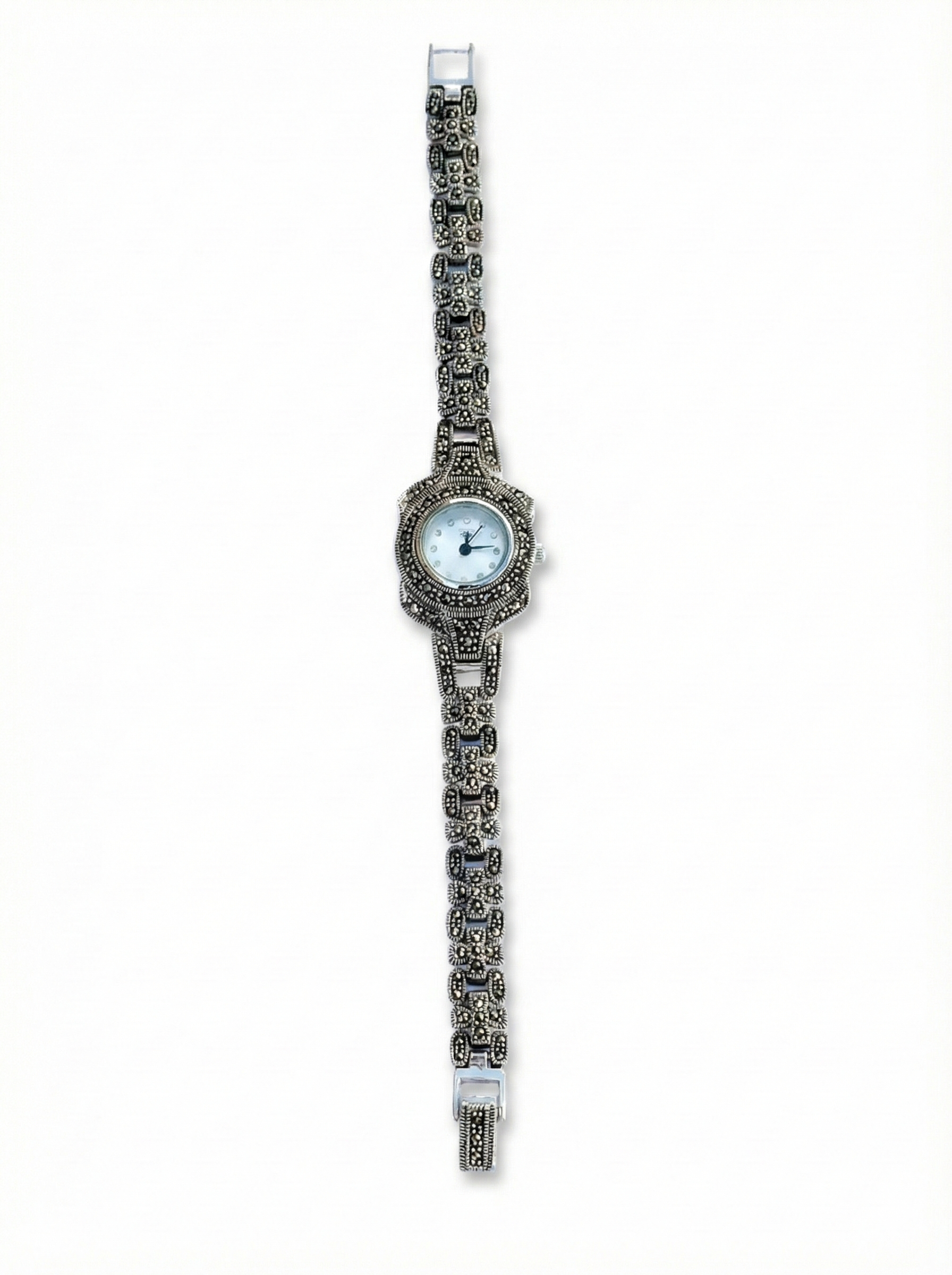 Marcasite Flower Link Vintage Watch