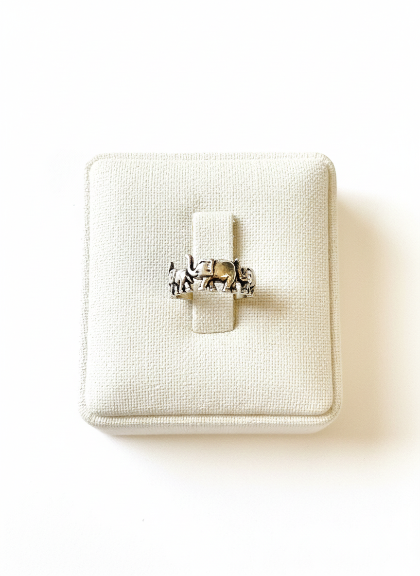 Oxidized Silver Elephant Head Band