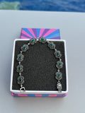 Green Malachite Floral Marcasite Bracelet