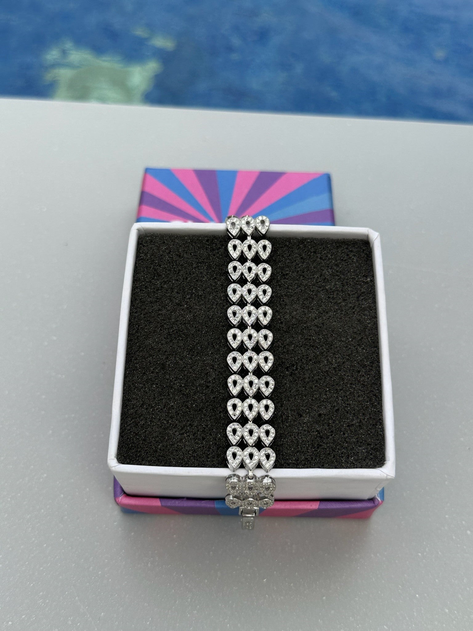 Pave CZ Open Heart Links