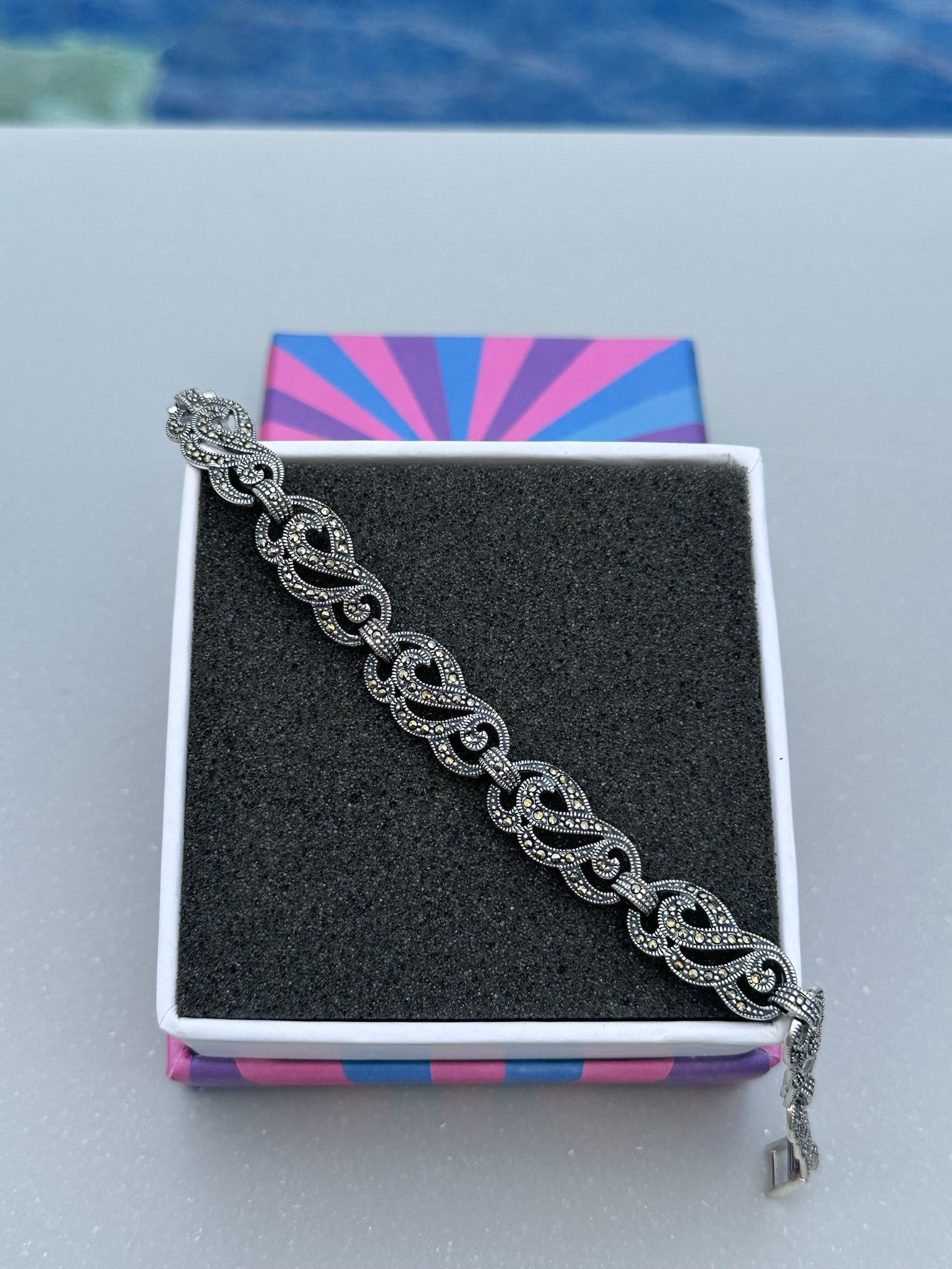 Vintage Marcasite Link Infinity Bracelet